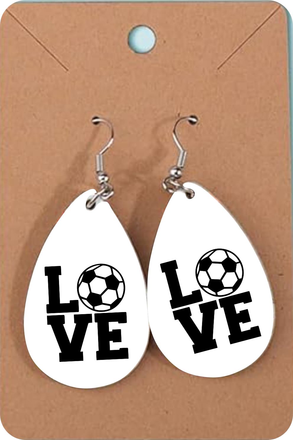 Love Soccer wooden earrings