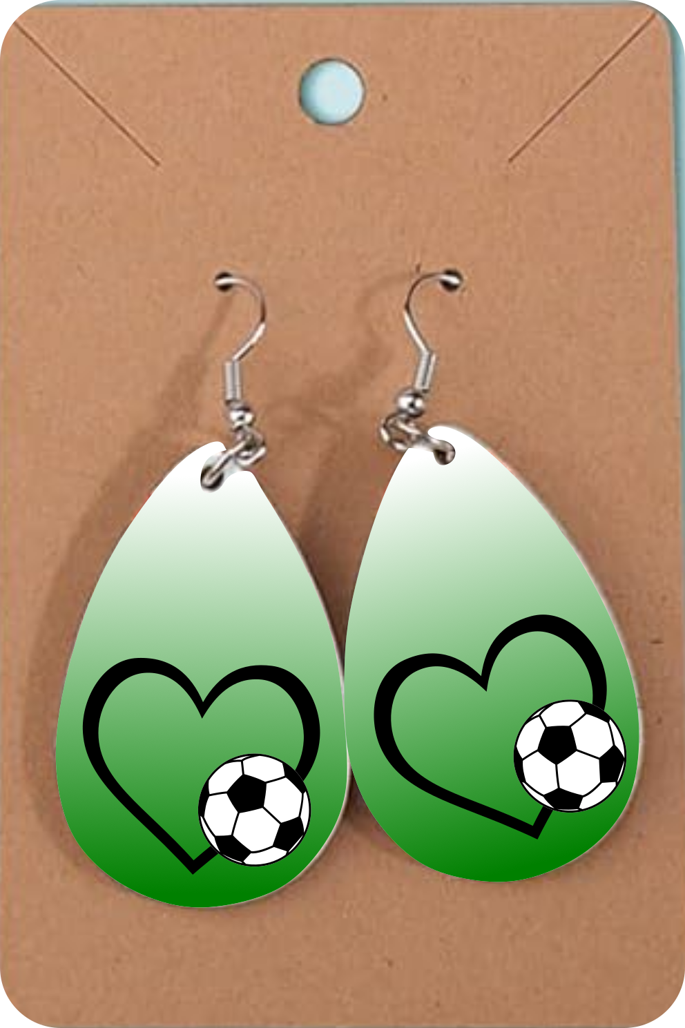 Soccer Heart Wooden Earrings