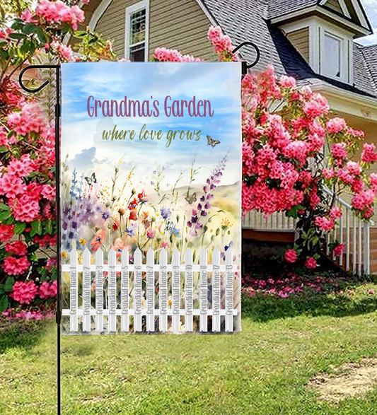 Grandma's Garden Flag -personalize with up to 12 names