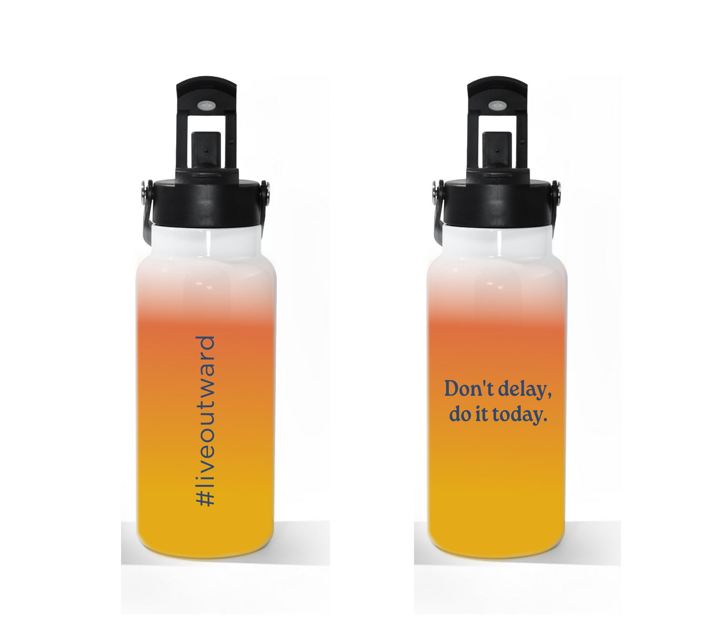 Live Outward 30 oz Water Bottle dual lid sip and chug