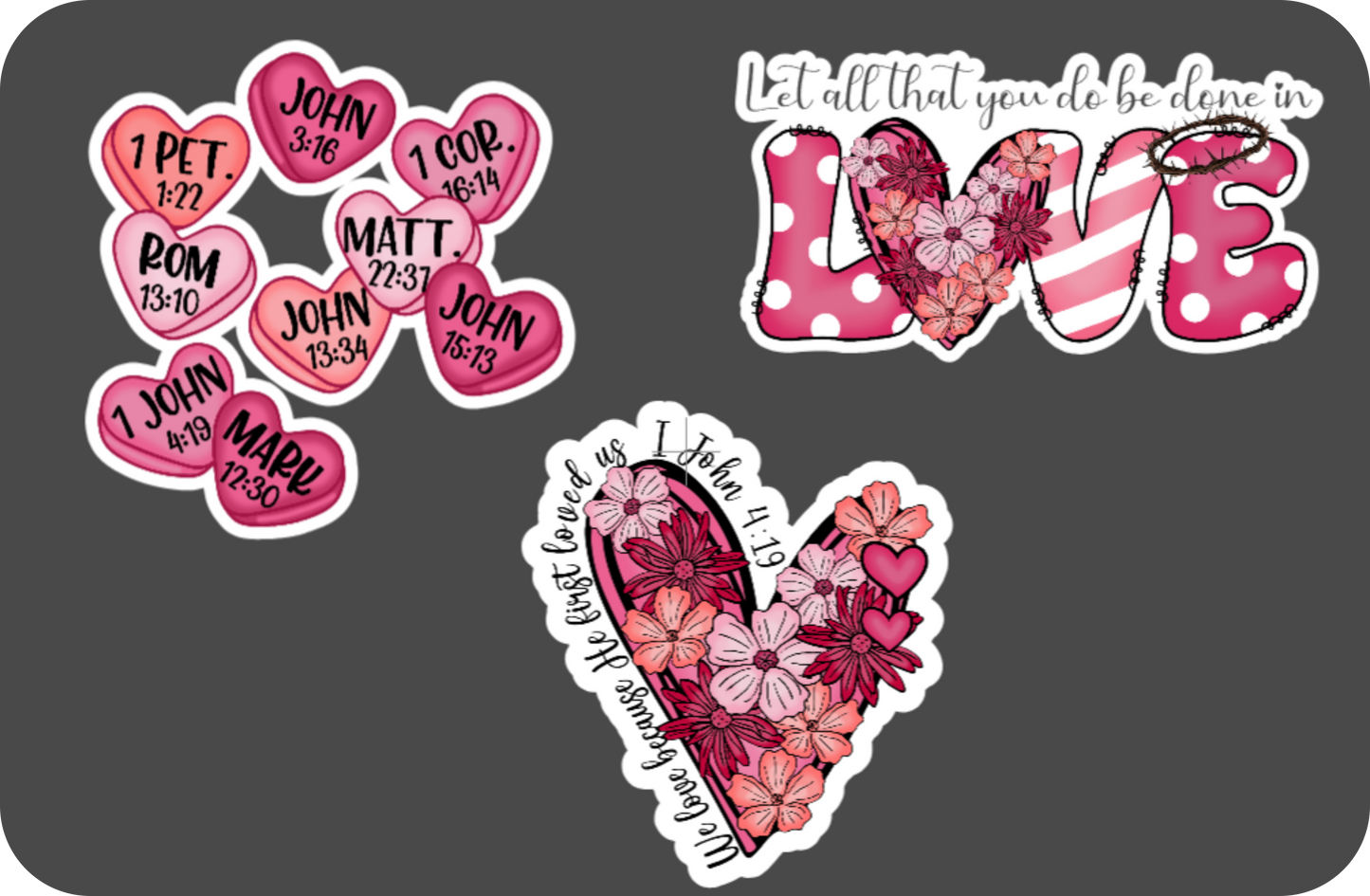 Scripture Valentines Vinyl Stickers waterproof